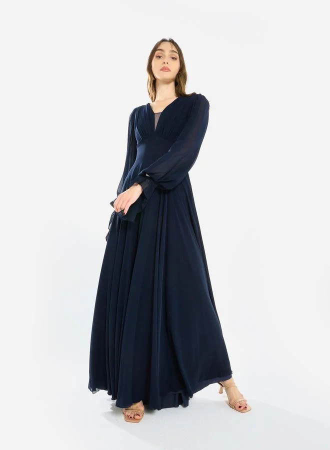 House of Moda Women Pleated Chiffon Maxi Dress